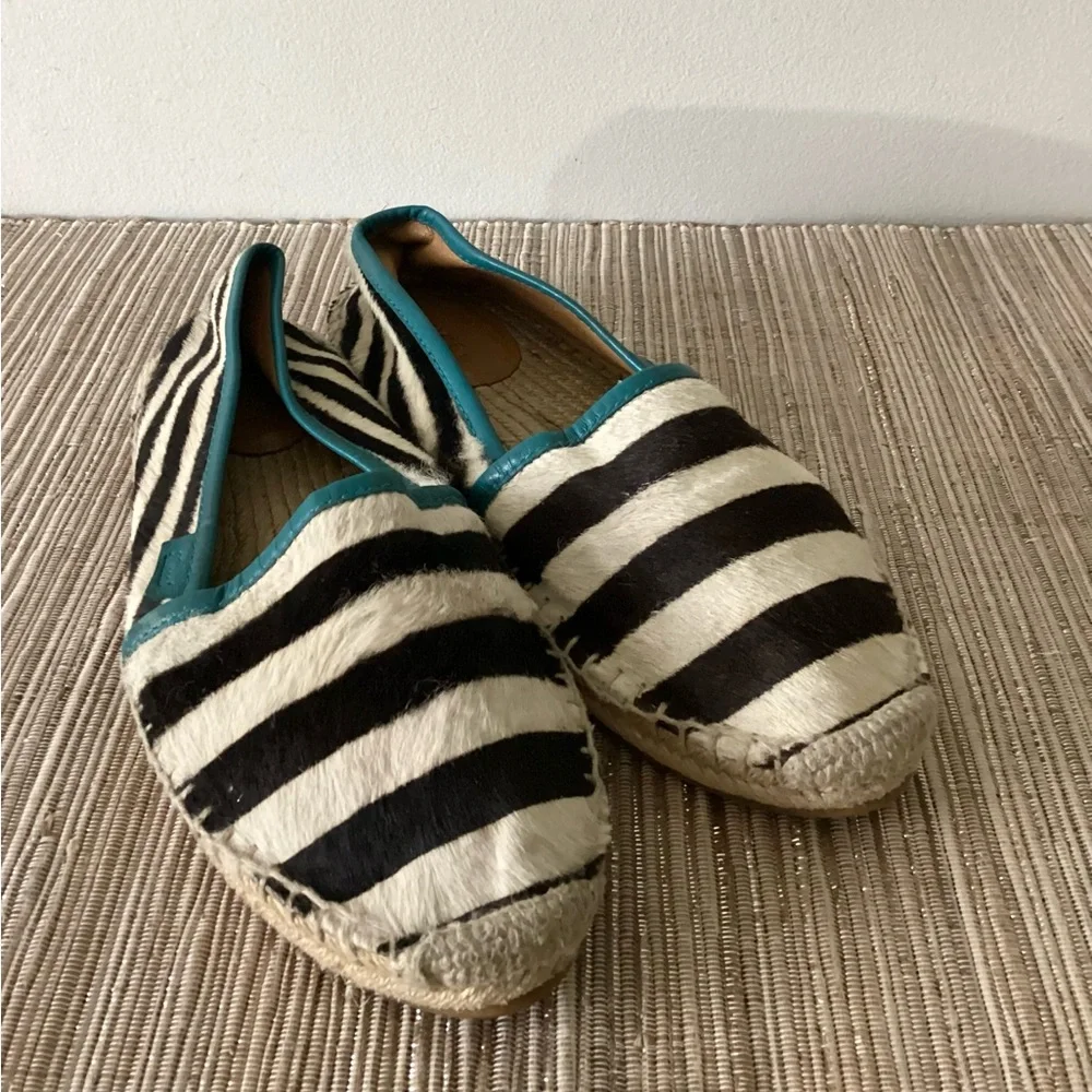 GUCCI Zebra Animal Print Pony Fur Espadrille Designer Shoes Size 38 (8)